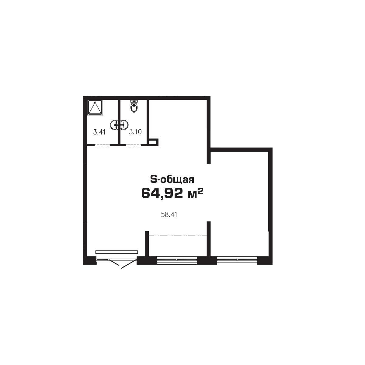 ЖК Суворов 1 очередь Коммерческое помещение №005