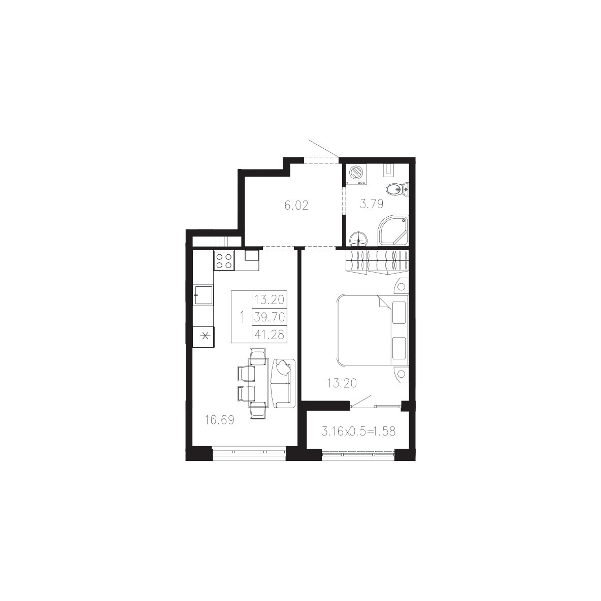 ЖК Суворов 1 очередь Квартира №005