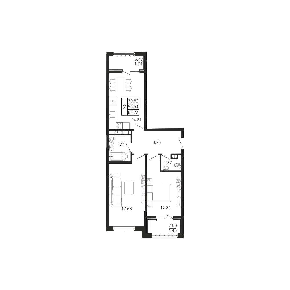 Просторы крыма Квартира №136