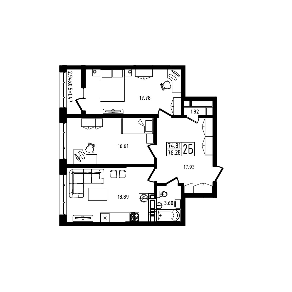 ЖК Яблоневый 4 очередь Квартира №003