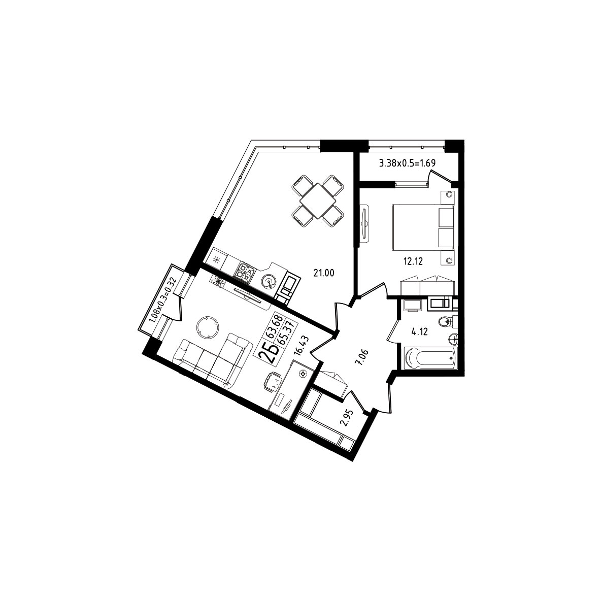 ЖК Яблоневый Квартира №087