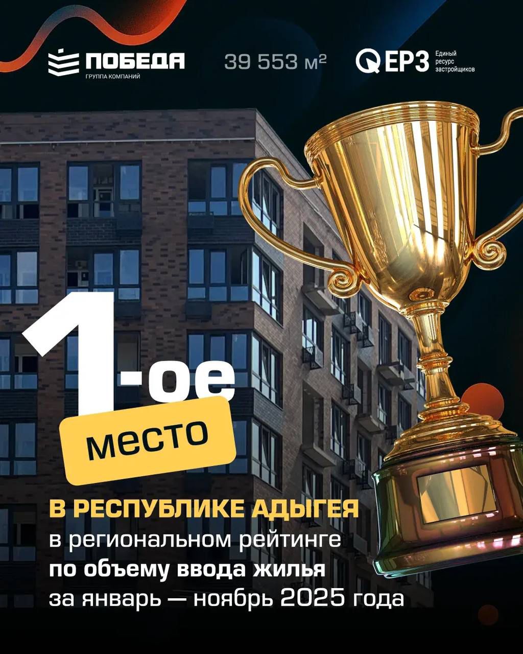 ГК «Победа» — № 1 по вводу жилья в Адыгее 