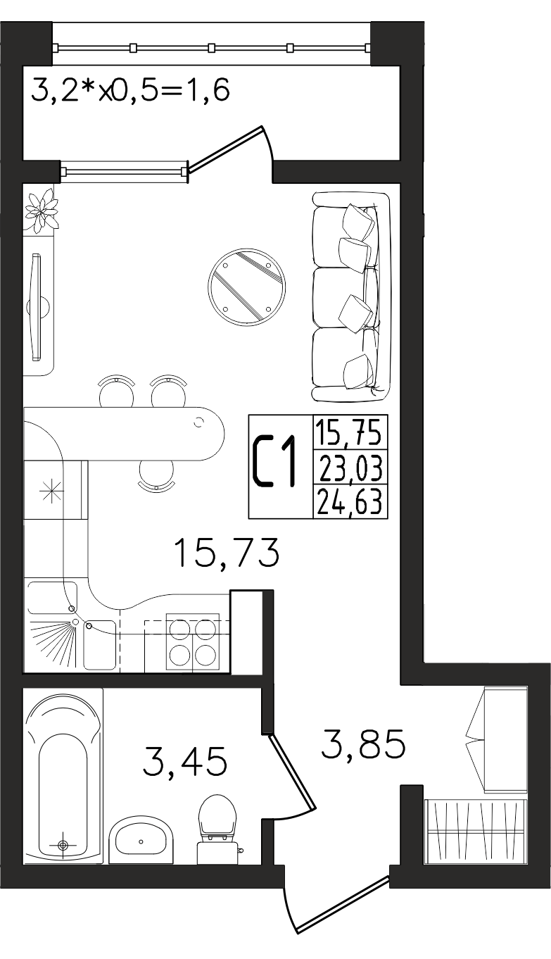ЖК Яблоневый 5 очередь Квартира №465 1