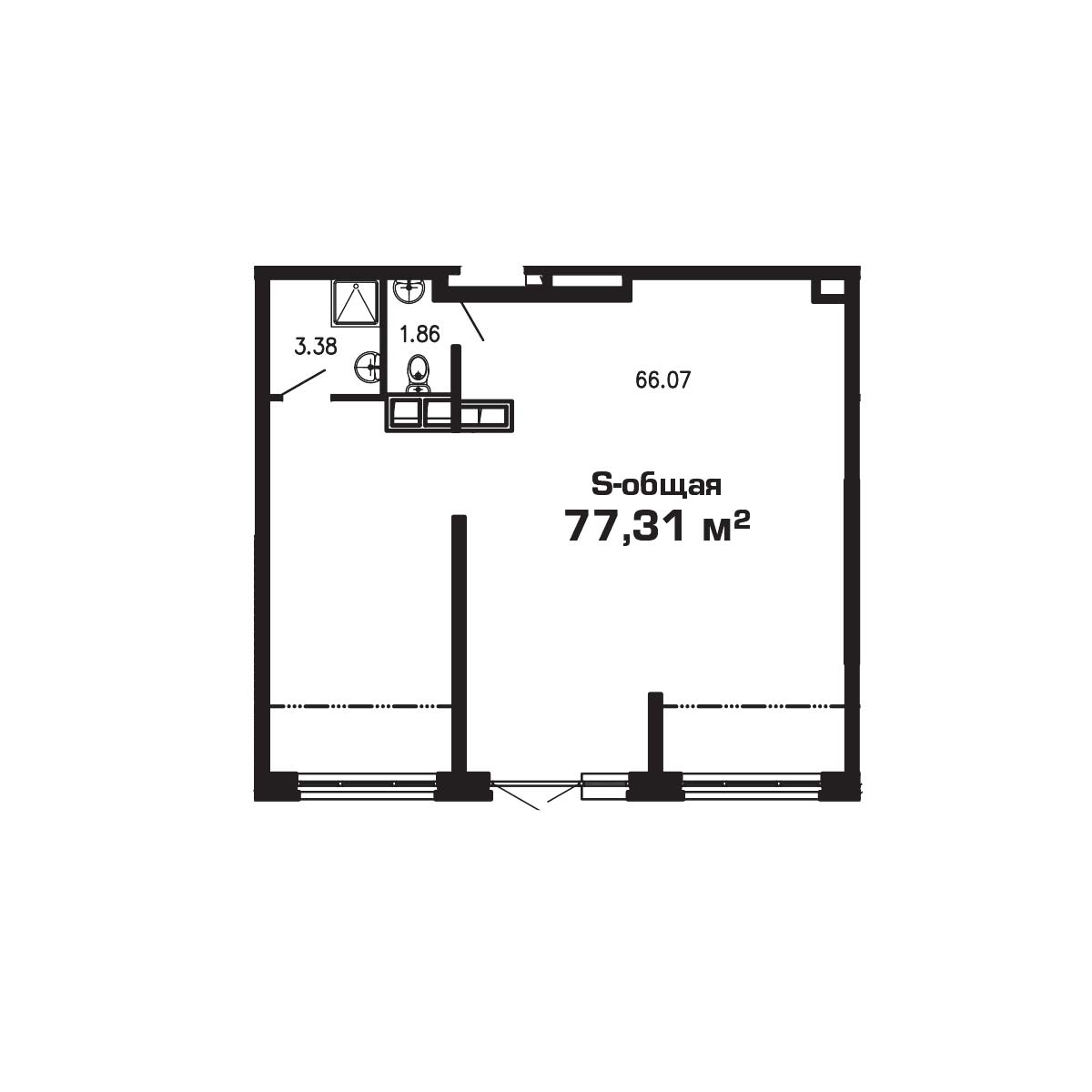 ЖК Суворов 1 очередь Коммерческое помещение №004