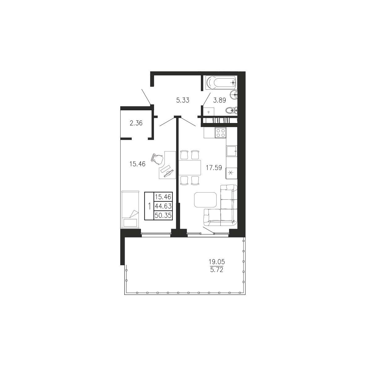 Просторы крыма Квартира №203